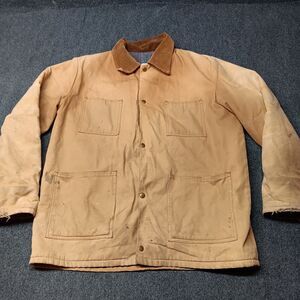 Vintage Liberty Blanket Lined Canvas Chore Jacket Adult XL Brown Snap‎ Corduroy